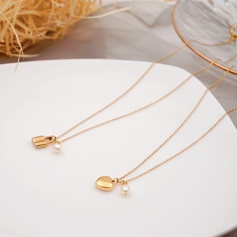 Heart and Lock with Pearl laid down