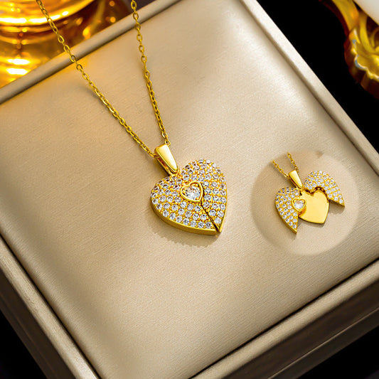 Gold Necklace closed and open