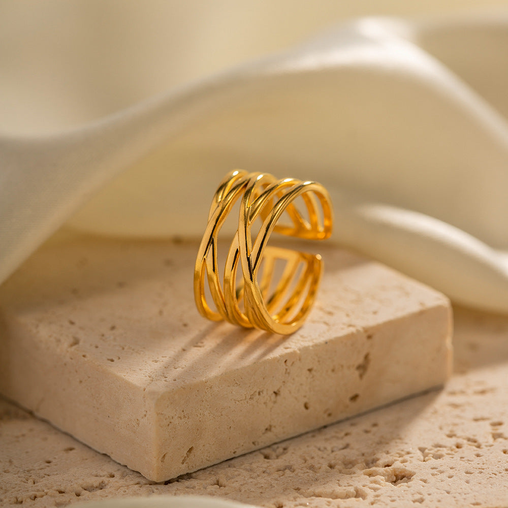 Ring on stone surface on its side