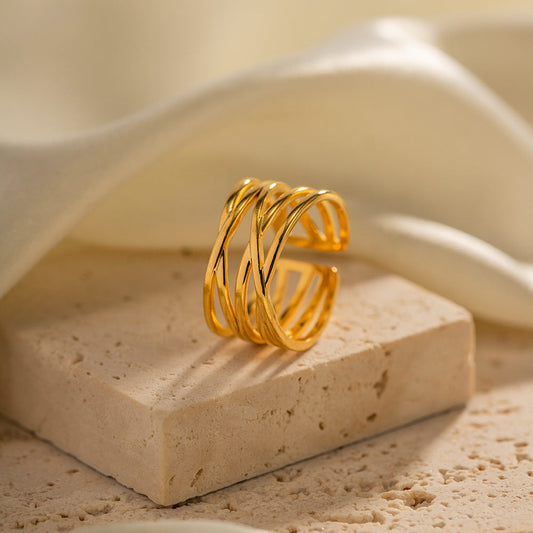 Ring on stone surface on its side
