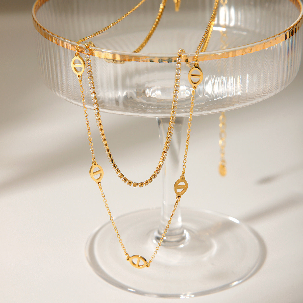 Hanging from crystal glass