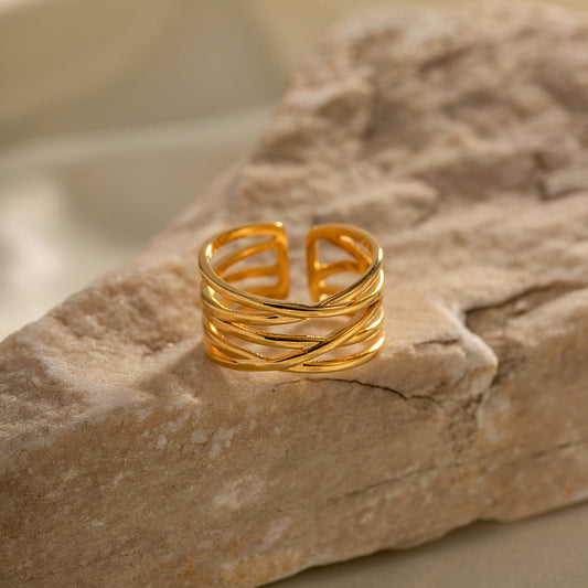 Ring on stone surface lying flat